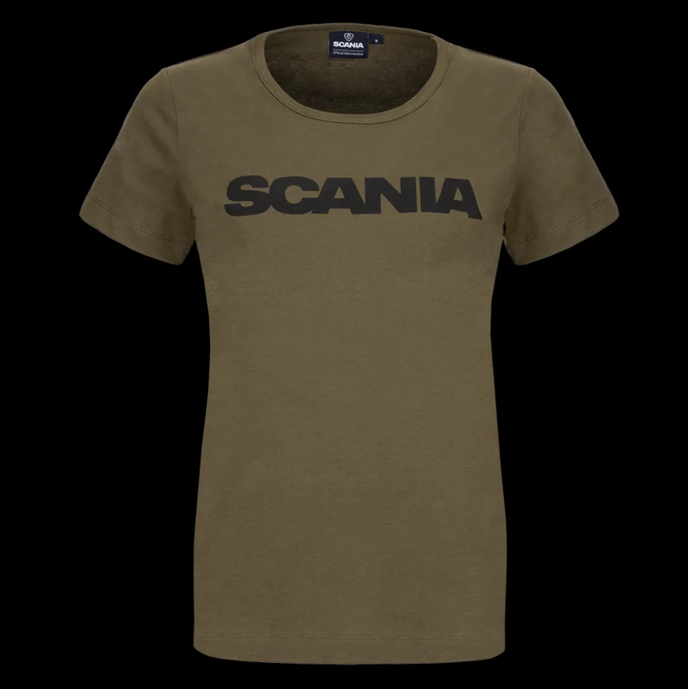 T-shirty^Scania Damski T-shirt Basic z Wordmark, kolor oliwkowy
