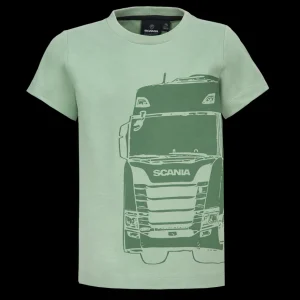 Odzież^Scania Dziecięcy T-shirt z motywem ciężarówki, kolor zielony