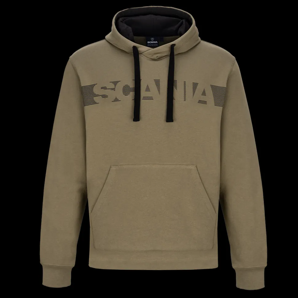 Bluzy & Bluzy Z Kapturem^Scania Męska bluza z kapturem, w paski, kolor Khaki, swobodny krój