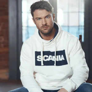 Bluzy & Bluzy Z Kapturem^Scania Męska bluza z kapturem z efektem color blocking, kolor złamanej bieli
