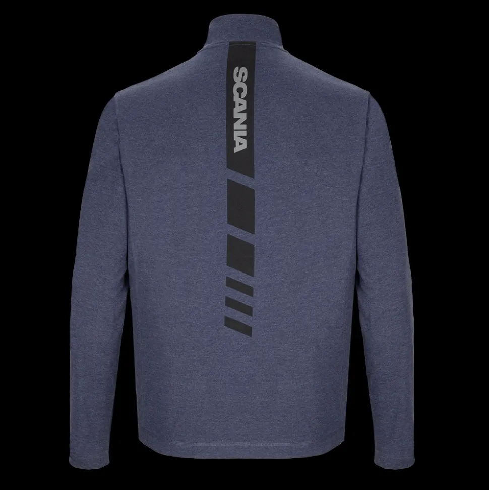 T-shirty^Scania Męski T-shirt z długim rękawem, z zamkiem błyskawicznym ¼, z wzorem w paski