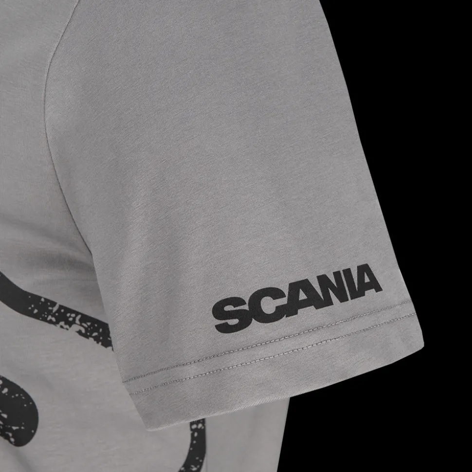 T-shirty^Scania Męski T-shirt z postrzępionym logo V8 w kolorze kamienny szary (Stone Grey)